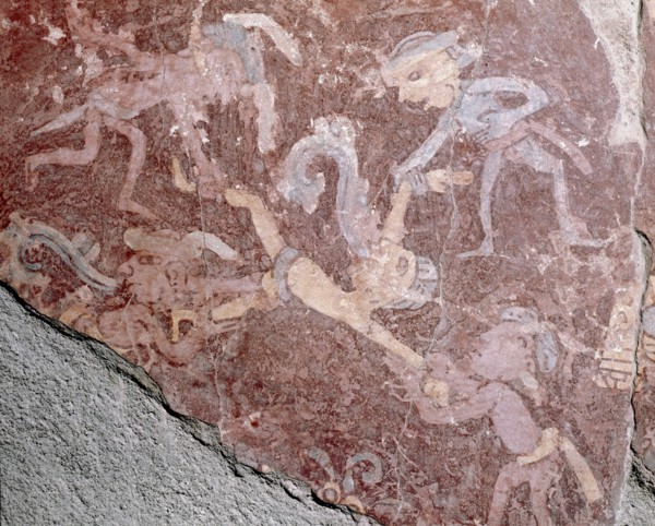 Partly reconstucted wall painting at Tepantitla