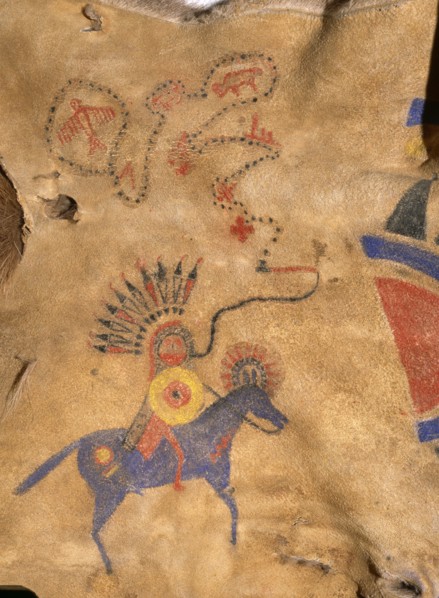 Hide painting depicting a pictograph of an individuals exploits