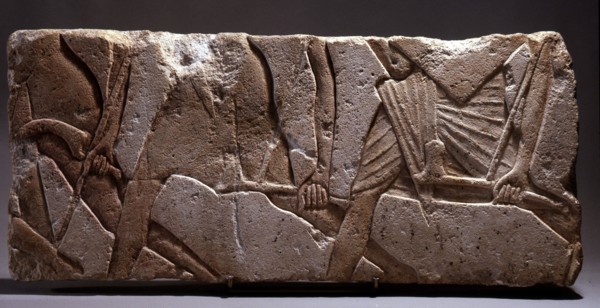 Incised block (talatat) from an Amarna temple