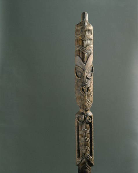 A Maori figure from the ridgepole of a meeting house or storehouse