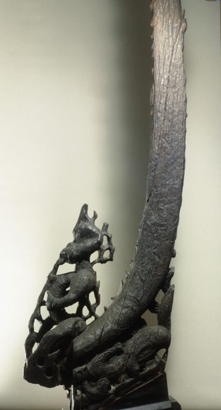 The stern post of an old war canoe