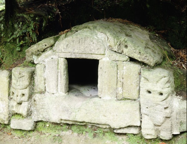 A rare example of a stone built storehouse, excavated from the village of Te Wairoa, which was buried by the eruption of the volcano Mt