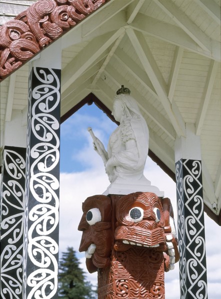 Queen Victoria presented this statue of herself to the Arawa tribe in appreciation of their loyalty to the crown during the wars of the 1860s