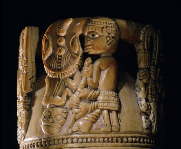 A carved ivory cup made by a craftsman from Owo, a Yoruba city state roughly halfway between Ife and Benin