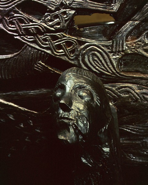 Carved figurehead from the cart found in the Oseberg ship burial