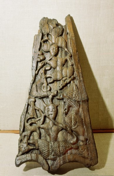 Carvings on the stem/stern of the Oseberg ship