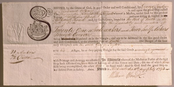 Ship cargo despatch note