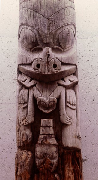 A section of a totem pole