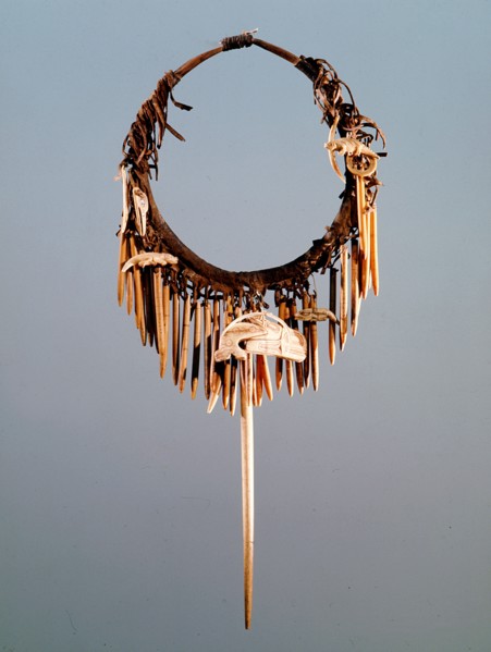 Part of a Haida shamans gear included a neckring from which various bone charms were suspended