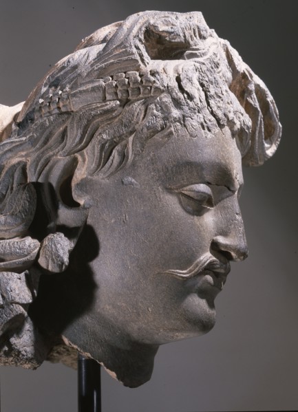 Head of Bodhisattva Maitreya, the Buddha of the Future, part of a triptych