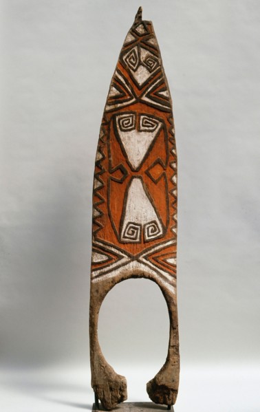 Low relief decorated panel from a Sepik meeting house