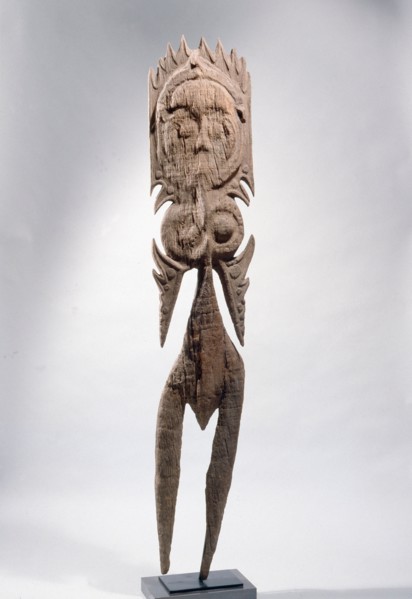 Stylised low relief figure of a female spirit, from a mens meeting house at Inyai village