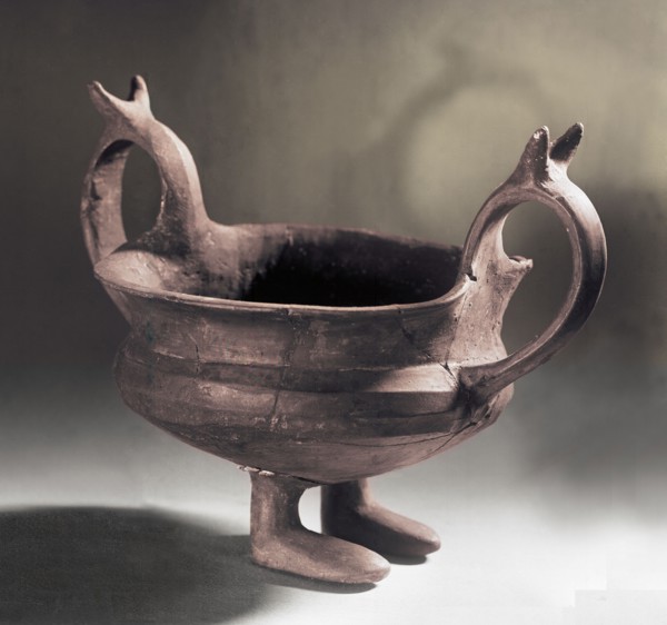 Small vessel set on human feet with high set handles