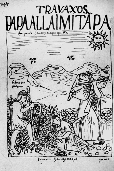 Facsimile of a drawing by Felipe Guaman Poma from his El Primer Nueva Coronica y Buen Gobierno