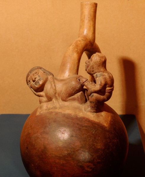Stirrup spouted vessel depicting a copulating couple