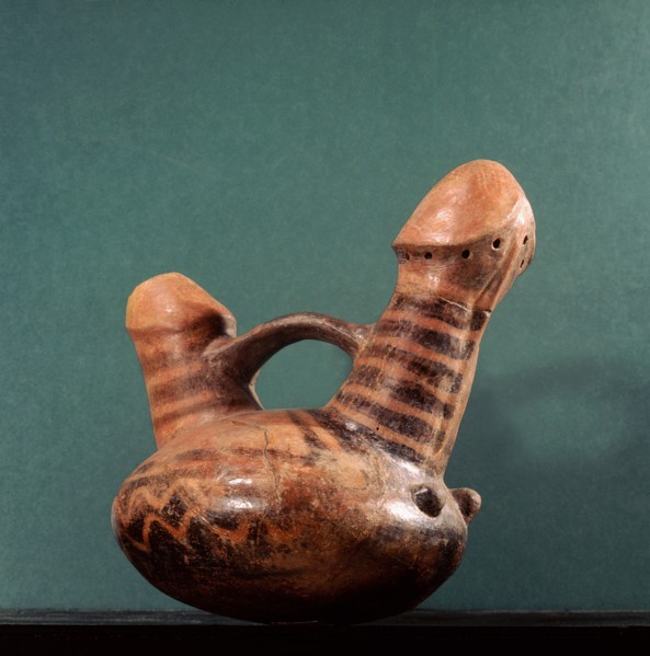 Stirrup vessel with double phallus