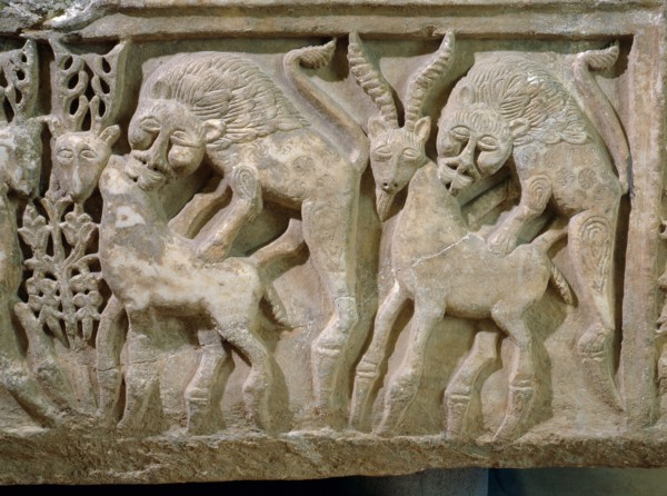 A detail of the design on a marble ablution basin