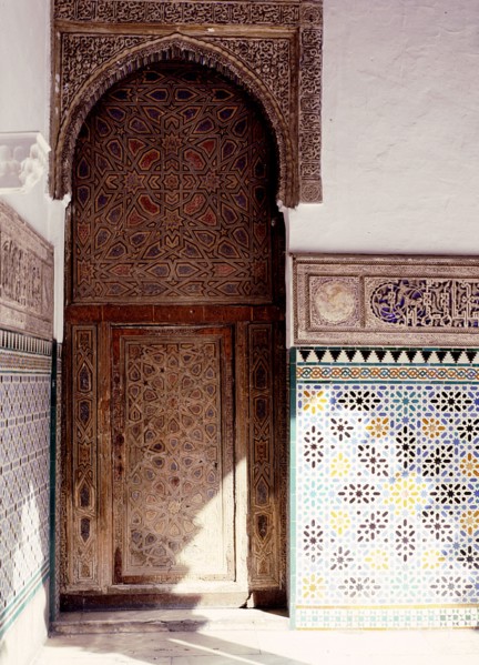 Door and tiling in interior courtyard of the Alcazar, Seville