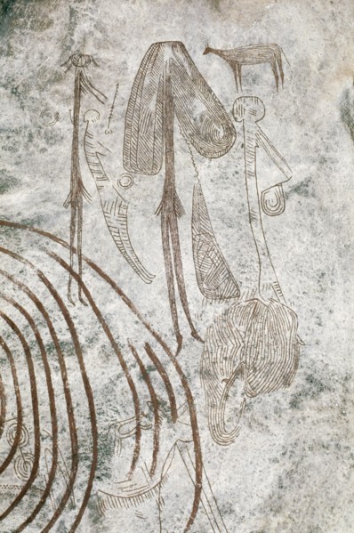Later Stone Age rock painting interpreted by recent scholars as recording a shamanistic trance dance known as simbo among the hunter gatherer Sandawe people