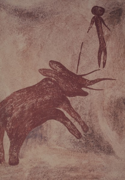 Later Stone Age rock painting interpreted by recent scholars as recording a shamanistic trance dance known as simbo