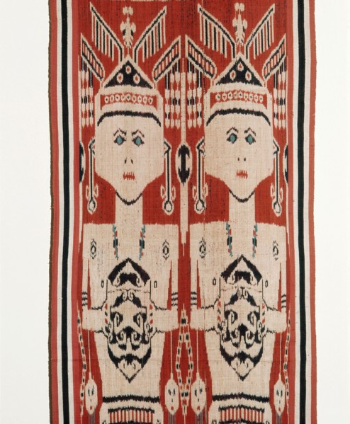Warp ikat pua cloth worn by Iban people in ritual ceremonies called gawai connected with agriculture, warfare, and the commemoration of the dead
