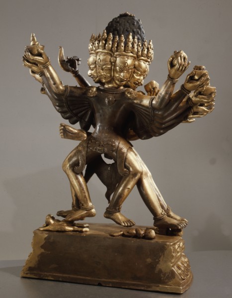 A yab yum icon of the Yi dam Hevajra (Eternal Thunderbolt) with his consort, who symbolises wisdom