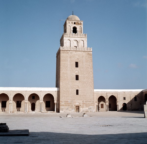 The Great Mosque at Kairouan, one of the oldest Islamic buildings and the first important one in North Africa