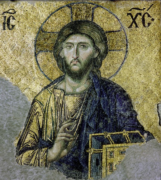 This mosaic of the enthroned Christ is in the South Gallery of the Hagia Sophia, Istanbul