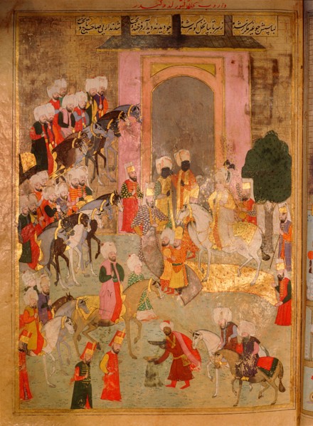 Page from the Sahansahname, a chronicle of Ottoman Sultans, written by Loqman, probably illustrated by Nakkas Osman