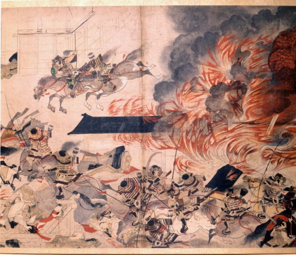 Detail from the Heiji scroll which depicts the Heiji Insurrection of 1159, one of the first samurai battles