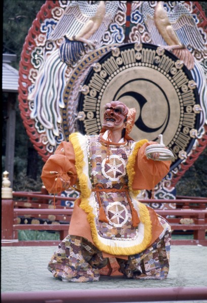 Performance of Bugaku, the dance associated with Gagaku, the ancient court music of Japan