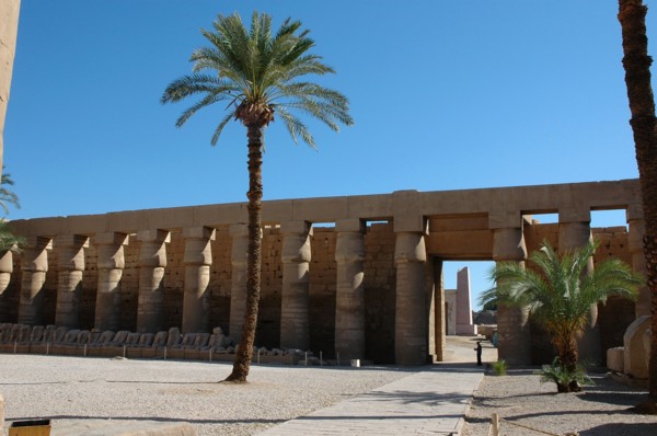 The colonnaded north wall of the forecourt of the Great Hypostyle Wall