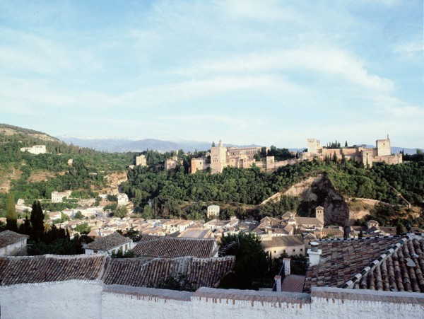 A panoramic view of the Sabika Hill and the Alhambra with the Torre de la Vela on the extreme right   Spain