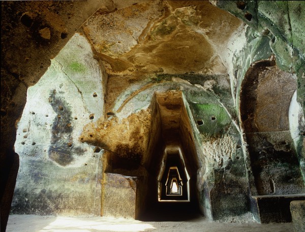 The rock-hewn tunnel leading to the cave of the Cumaean Sibyl, near Pozzuoli