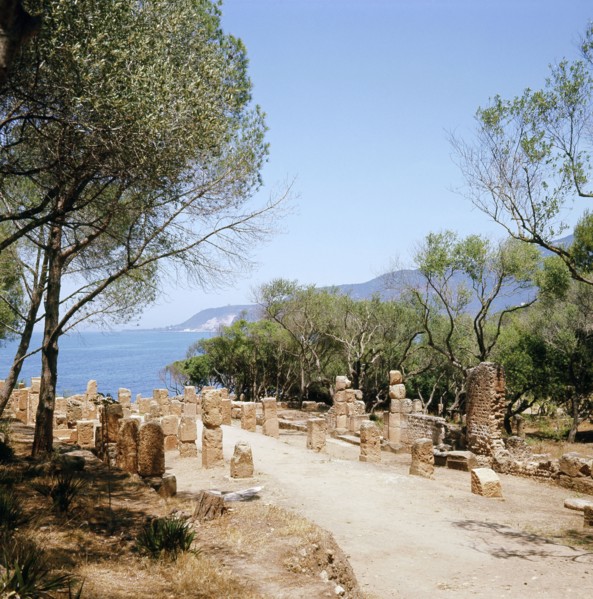 The ruins of Tipasa, a small Roman town in North Africa which flourished during the 3rd century AD