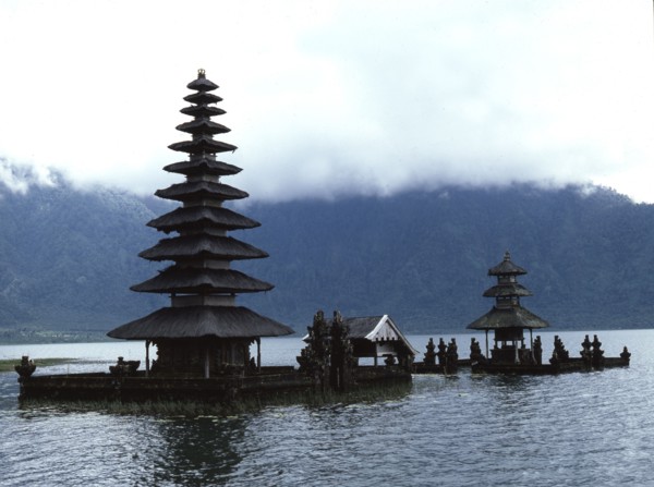 Pagoda roofed shrines at the PuraDanu Bratan recall the cosmic mountain Mount Meru a concept shared by both Hinduism and Buddhist cosmology particularly important on mountainous Bali