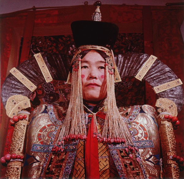 Mongolian woman dressed in the bridal costume of the Great Khans