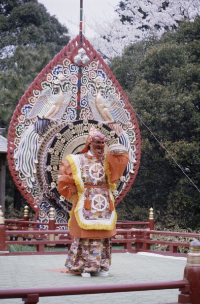 Performance of Bugaku, the dance associated with Gagaku, the ancient court music of Japan