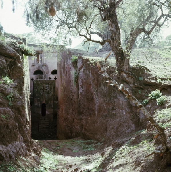 One of the churches hewn from the living rock at Lalibela