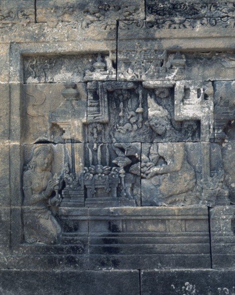 The reliefs on the terraces of Borobudur depict scenes from the life of the Buddha