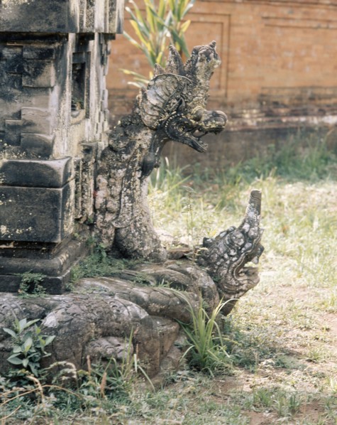 Detail showing the fusion of three dimensional and relief sculpture characteristic of Balinese stone carving