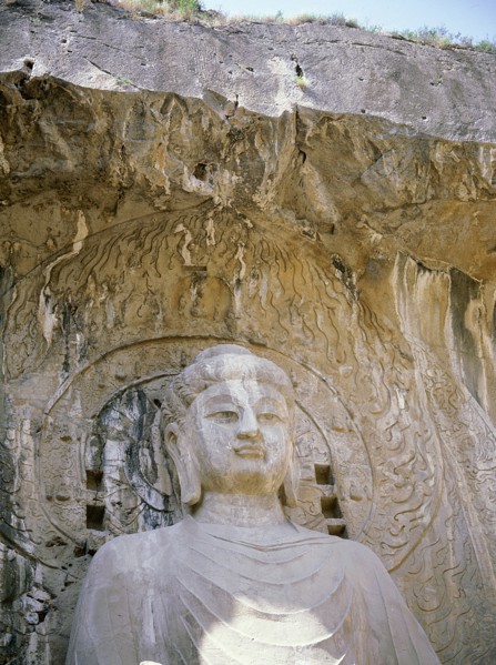 The colossal 17 metre high image of Vairocana Buddha in the Fengxian temple at the Longmen cave temples