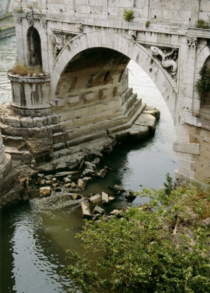 Remains of the Pons Aemilius, the oldest stone bridge across the river Tiber