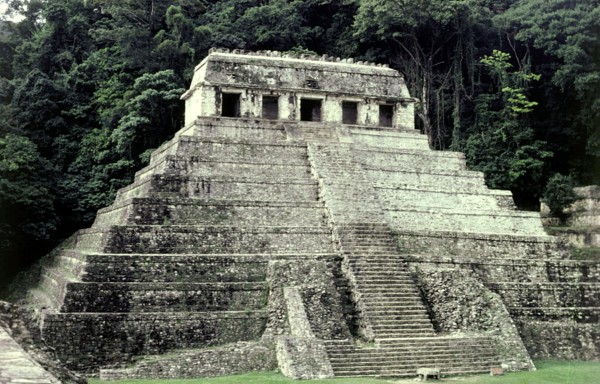 General view of the Temple of Inscriptions at the Mayan city of Palenque