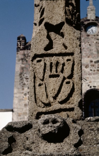 Church cross at Cuidad Hidalgo, the ancient Tarascan town of Taximaroa