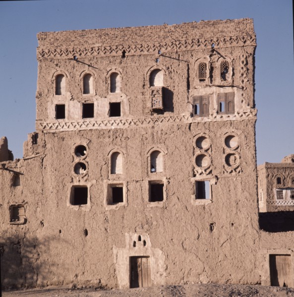 Ruins of multi-storeyed house in a village near San'a