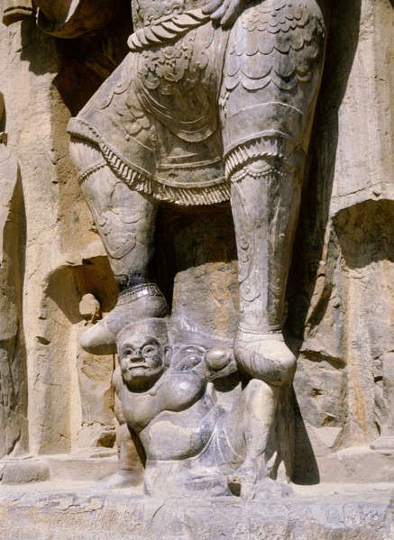 The Longmen cave-temple complex which extends for about 1000m along the Yi River