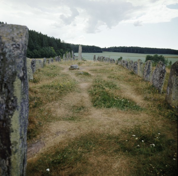 Burial site with stones forming the shape of a ship