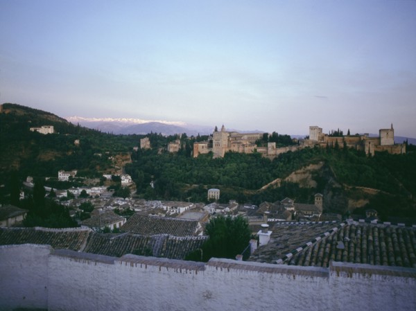A panoramic view of the Sabika Hill and the Alhambra with the Torre de la Vela on the extreme right   Spain