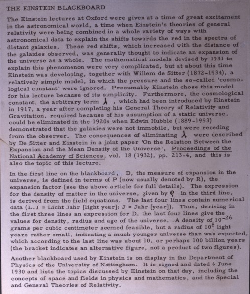 Information on Einstein's blackboard